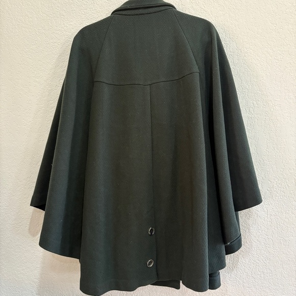 Rare Rachel Zoe 100% Wool Cape Coat M/L Dark Green - Picture 4 of 6